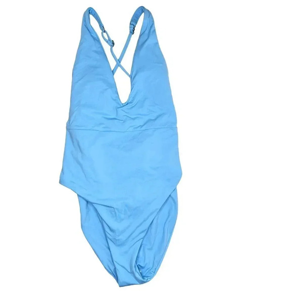 Becca by Rebecca Virtue Color Code Blue Kali Belted One Piece Swimsuit Sz. L NWT - Picture 4 of 9